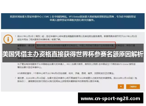 美国凭借主办资格直接获得世界杯参赛名额原因解析 美国凭借主办资格直接获得世界杯参赛名额原因解析